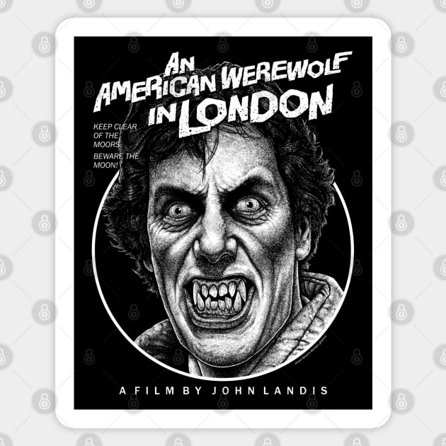 An American werewolf In London, Beware the moon, Cult Classic Sticker by PeligroGraphics